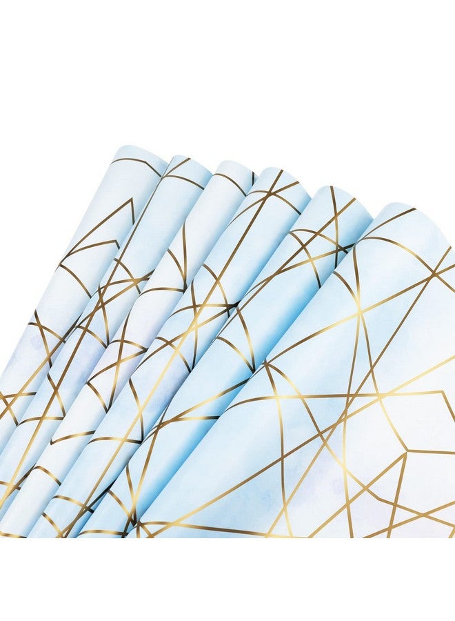 Birch & Co. Gift Wrapping Paper - Premium Design Sheet - Blue With Lines, Pack of 48 - Image 1