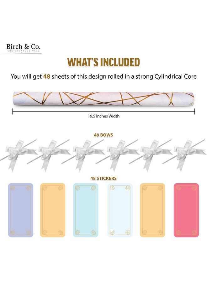 Birch & Co. Gift Wrapping Paper - Premium Design Sheet - Blue With Lines, Pack of 48 - Image 2