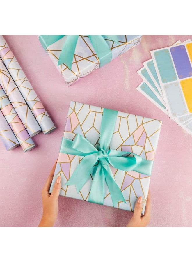 Birch & Co. Gift Wrapping Paper - Premium Design Sheet - Blue With Lines, Pack of 48 - Image 5