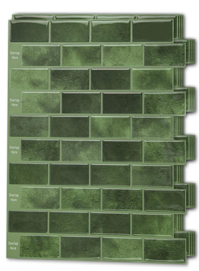 Art3d 10-Sheet Kitchen Backsplash Tiles Peel and Stick, Self Adhesive Wall Tile Sticker for Kitchen Island Bathroom Laundry Room RV Renter 12" x 12" - Jade Green - Image 1
