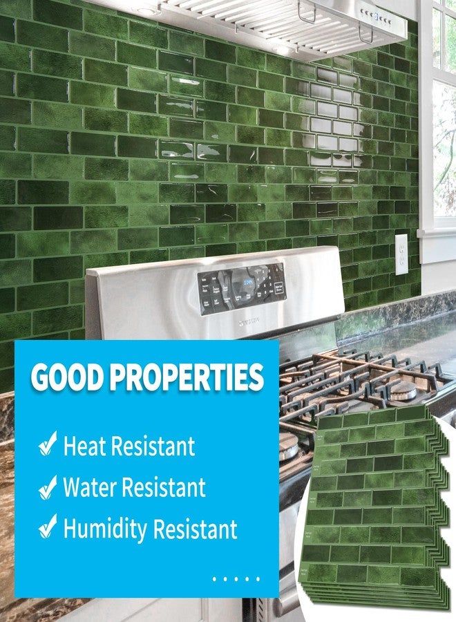 Art3d 10-Sheet Kitchen Backsplash Tiles Peel and Stick, Self Adhesive Wall Tile Sticker for Kitchen Island Bathroom Laundry Room RV Renter 12" x 12" - Jade Green - Image 5