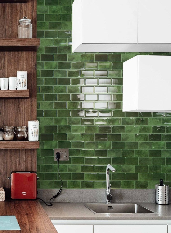 Art3d 10-Sheet Kitchen Backsplash Tiles Peel and Stick, Self Adhesive Wall Tile Sticker for Kitchen Island Bathroom Laundry Room RV Renter 12" x 12" - Jade Green - Image 3