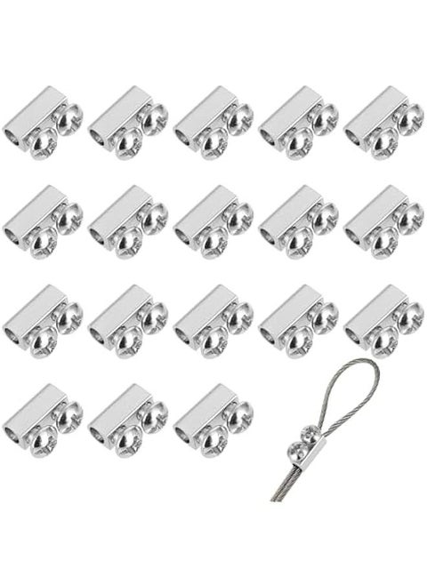 20 Pieces Upgraded Stainless Steel Double Hole Wire Rope Cable Clamps Adjustable Clamp