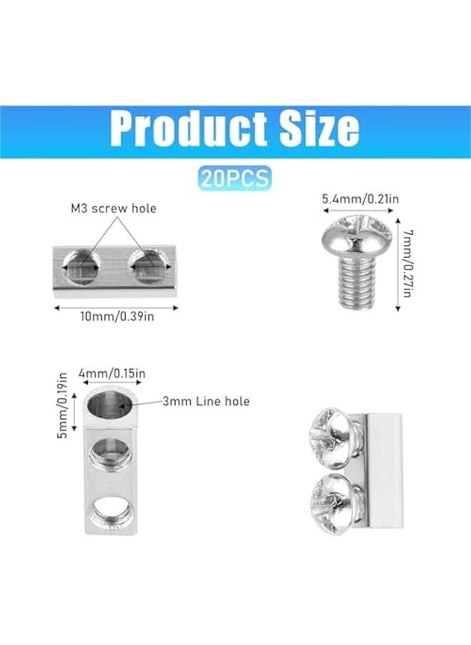 20 Pieces Upgraded Stainless Steel Double Hole Wire Rope Cable Clamps Adjustable Clamp