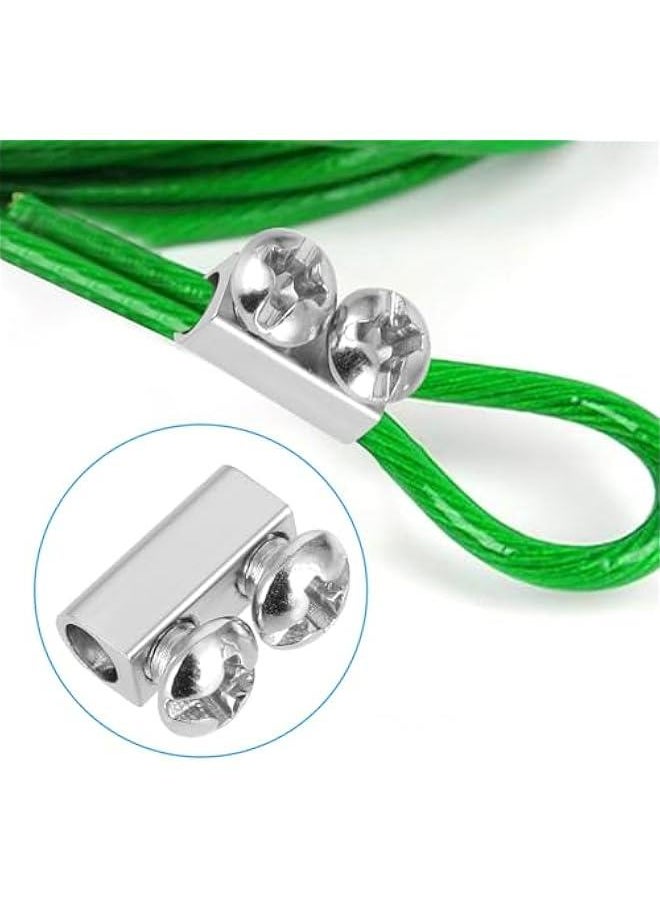 20 Pieces Upgraded Stainless Steel Double Hole Wire Rope Cable Clamps Adjustable Clamp
