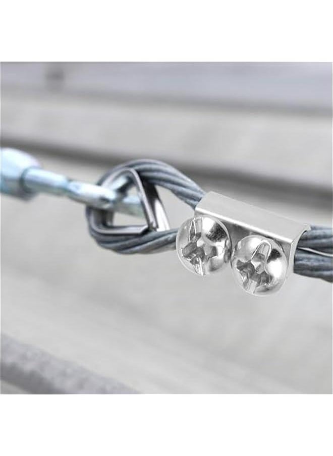 20 Pieces Upgraded Stainless Steel Double Hole Wire Rope Cable Clamps Adjustable Clamp