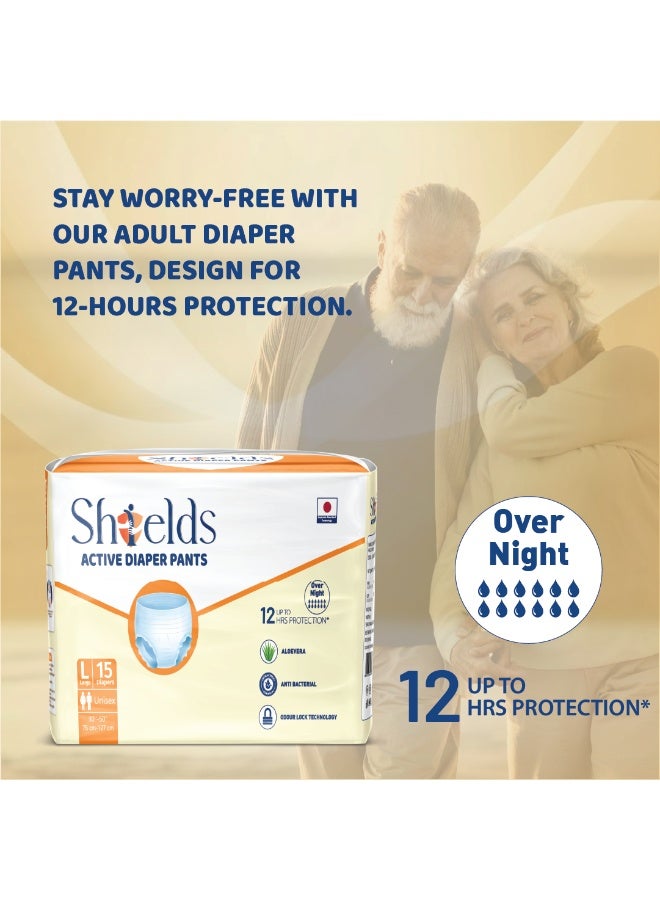 SHIELDS Incontinence  Active Adult Diapers Pull-Up Pants, Super Absorbent Leak Guard, Large - Pack of 1 (15 pcs) - Image 4