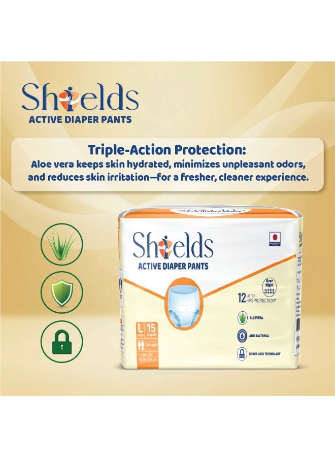 SHIELDS Incontinence  Active Adult Diapers Pull-Up Pants, Super Absorbent Leak Guard, Large - Pack of 1 (15 pcs) - Image 2