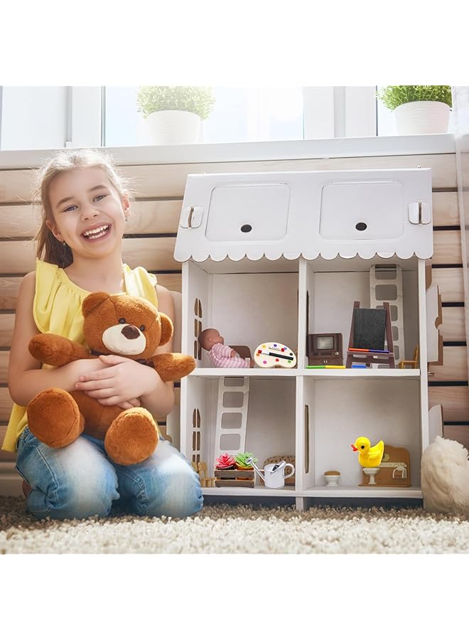 KASTWAVE Mini Painting Art Set Miniature Easel Palette Watercolor Brush Potted Plant & Watering Can Field Sketch Scene Props For Dollhouses Diy Dioramas And Model Decor - Image 5