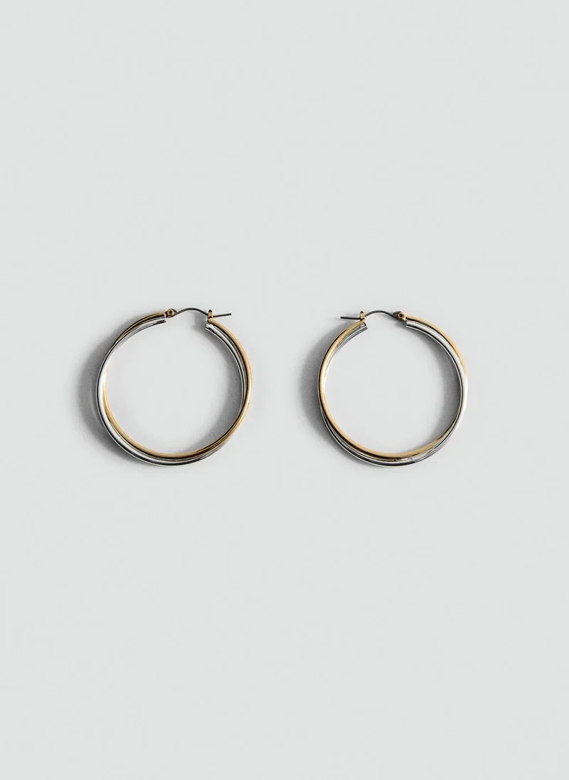 مانجو Two-Tone Double-Hoop Earrings