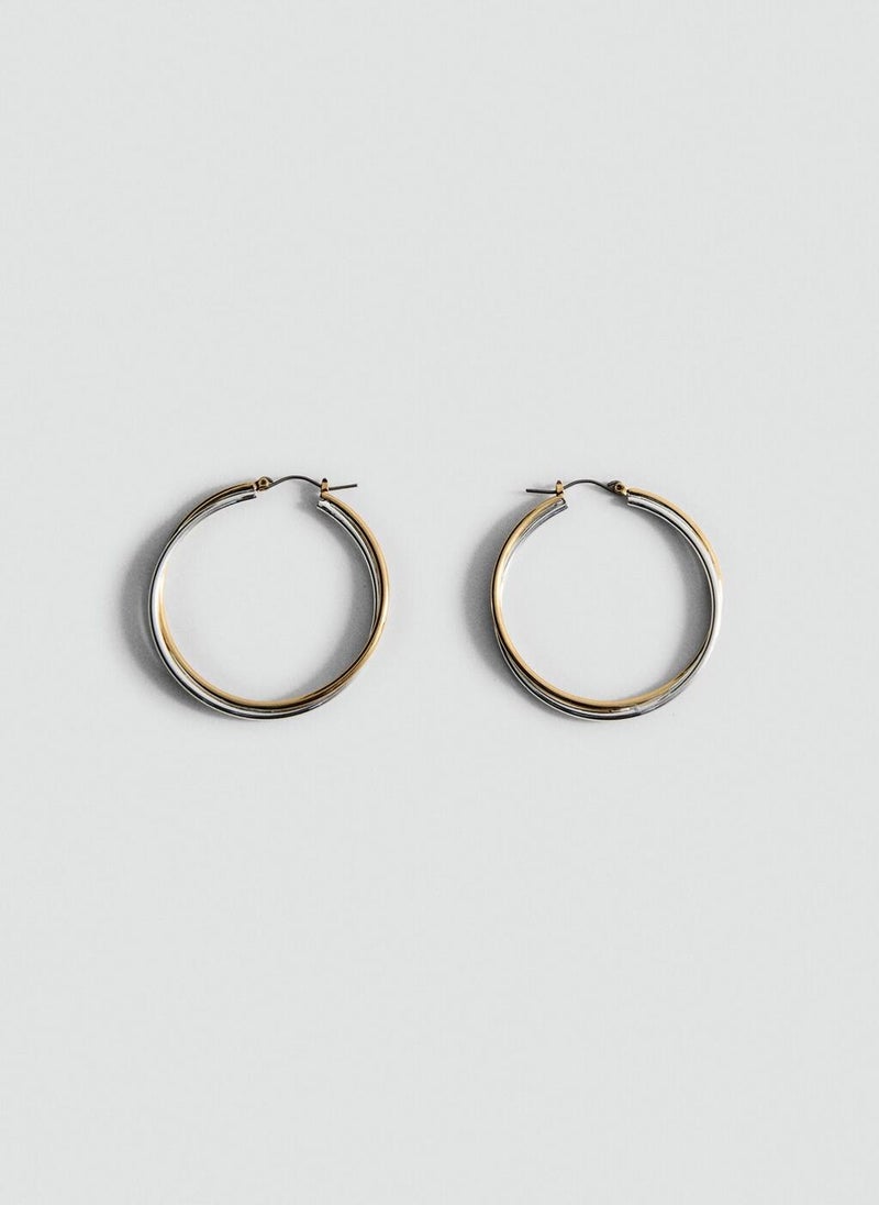 MANGO Two-Tone Double-Hoop Earrings  - Image 1