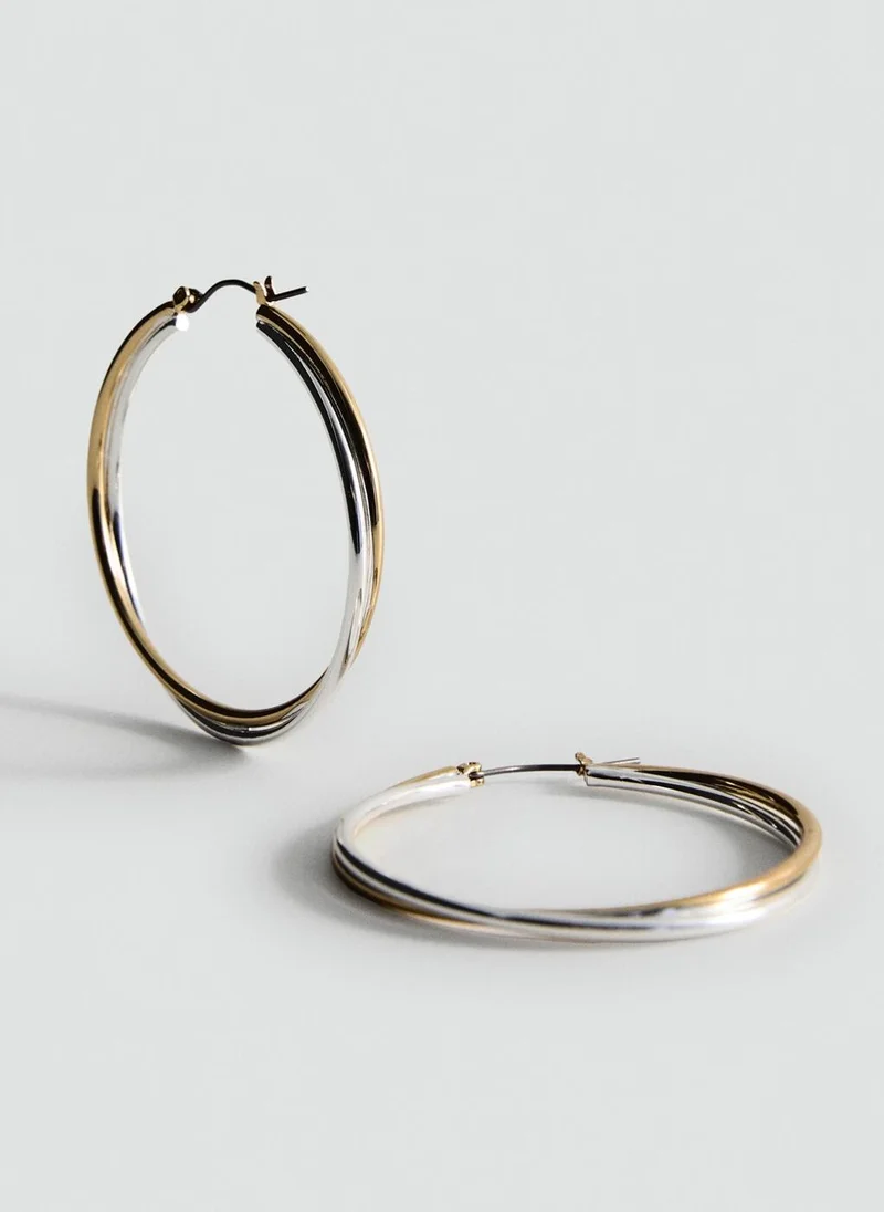 مانجو Two-Tone Double-Hoop Earrings