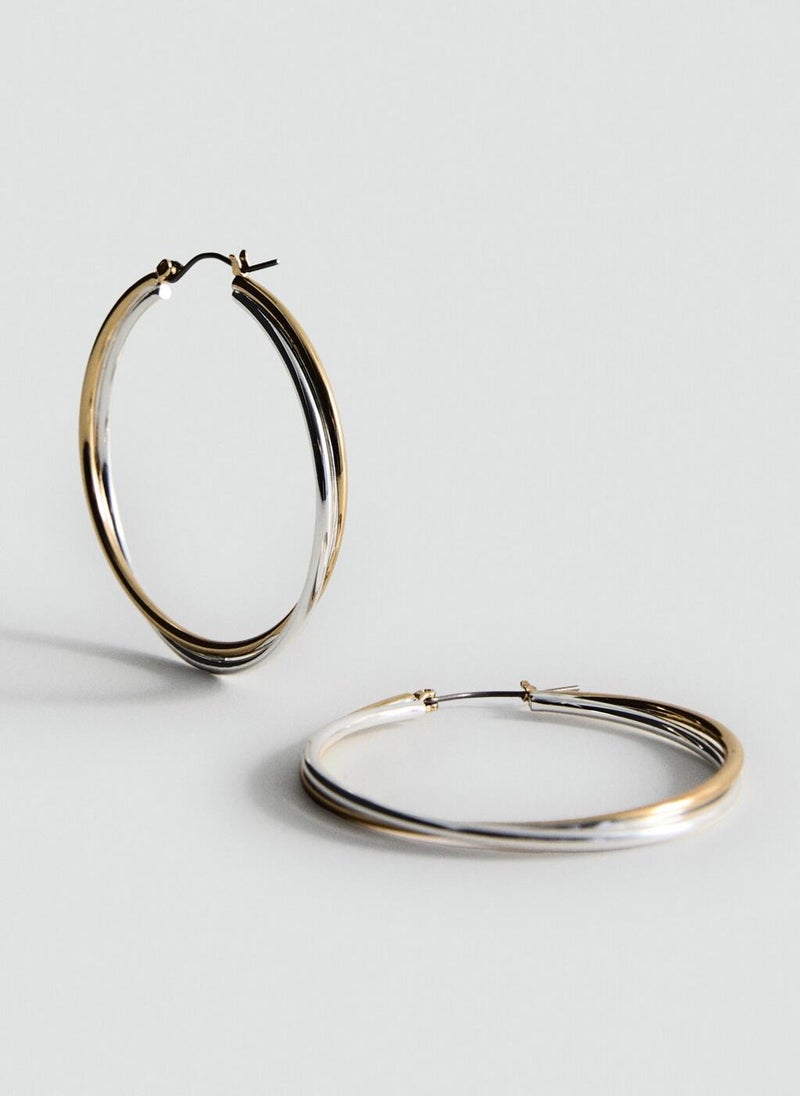 MANGO Two-Tone Double-Hoop Earrings  - Image 2