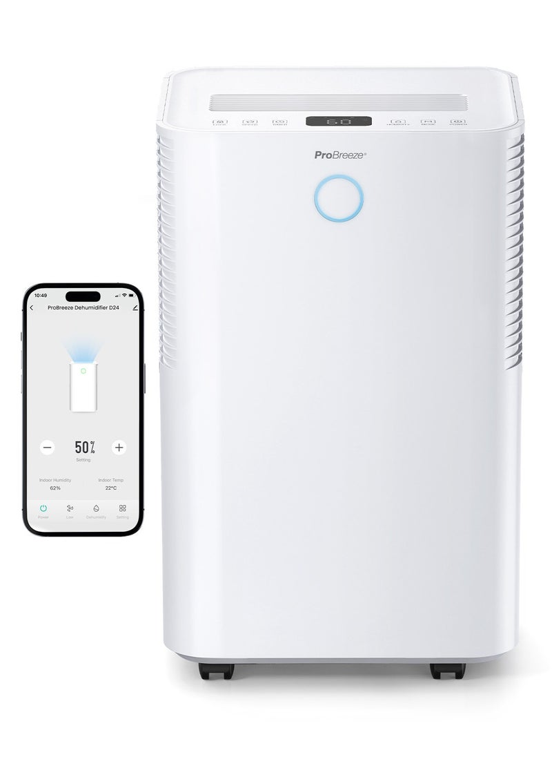 Pro Breeze 20L/Day Smart Compressor Dehumidifier with 4L Water Tank, Laundry Drying & Automatic Humidity Sensor - Mould Remover with 24-Hour Timer and Sleep Mode for Damp, Mould and Condensation  - Image 1