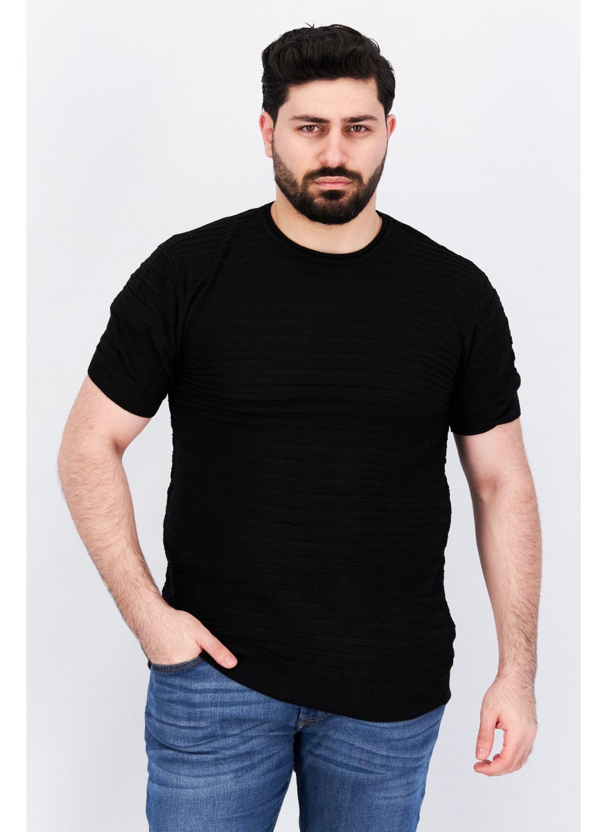 Men Round Neck Short Sleeve Textured T-Shirt, Black - pzsku/Z93B47BC5B75C9D4229E6Z/45/_/1724350941/d0ae7a5c-c7aa-4449-979f-50a915180153