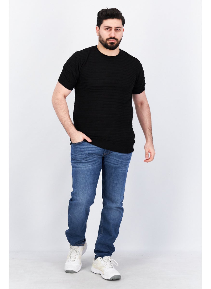 Men Round Neck Short Sleeve Textured T-Shirt, Black - pzsku/Z93B47BC5B75C9D4229E6Z/45/_/1740494967/65afbc45-b63e-4905-a1d0-d7c08e5654b6