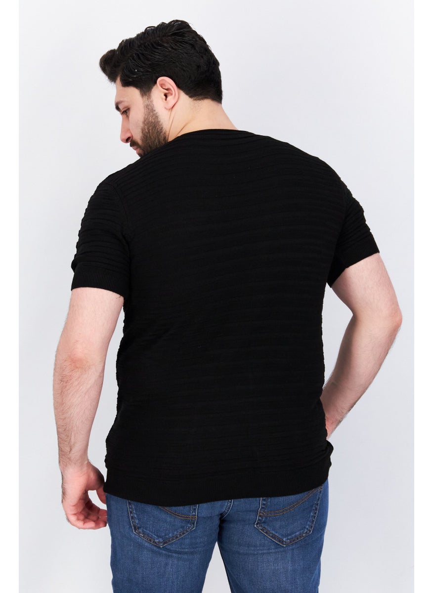 Men Round Neck Short Sleeve Textured T-Shirt, Black - pzsku/Z93B47BC5B75C9D4229E6Z/45/_/1740495036/c96e7052-bfd4-488d-8ecb-ea34cd6b5707