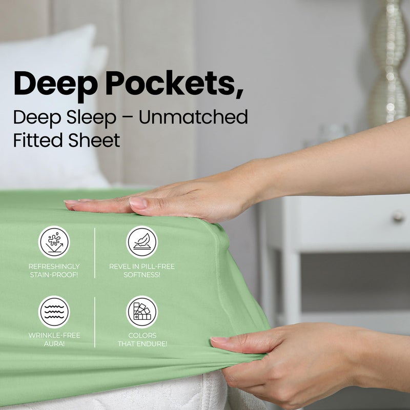 Utopia Bedding Queen Fitted Sheet - Bottom Sheet - Deep Pocket - Soft Microfiber - Shrinkage and Fade Resistant - Easy Care -1 Fitted Sheet Only (Sage Green) - Image 4