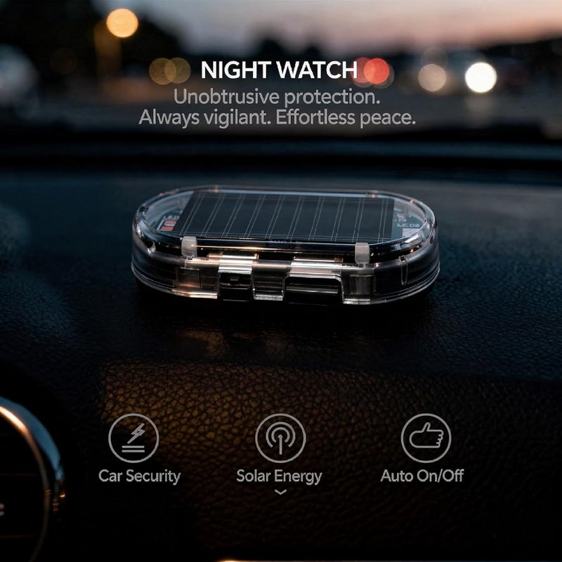 4 Pcs Fake Alarm Light for Car, Solar Power with Sensor, Red Led Flashing Anti-Theft Dummy, Wireless Installation - Image 5