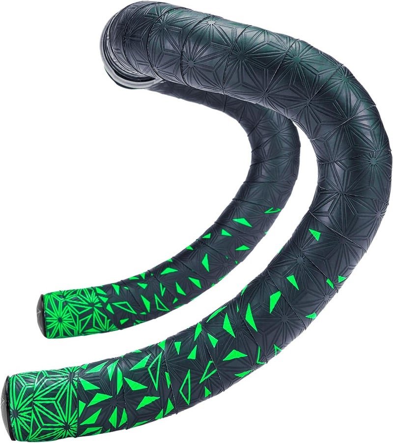Supacaz Handlebar Tape – Super Sticky Kush Star Fade Bike Bar Tape – Neon Green – Road Bicycle Wrap - Image 1