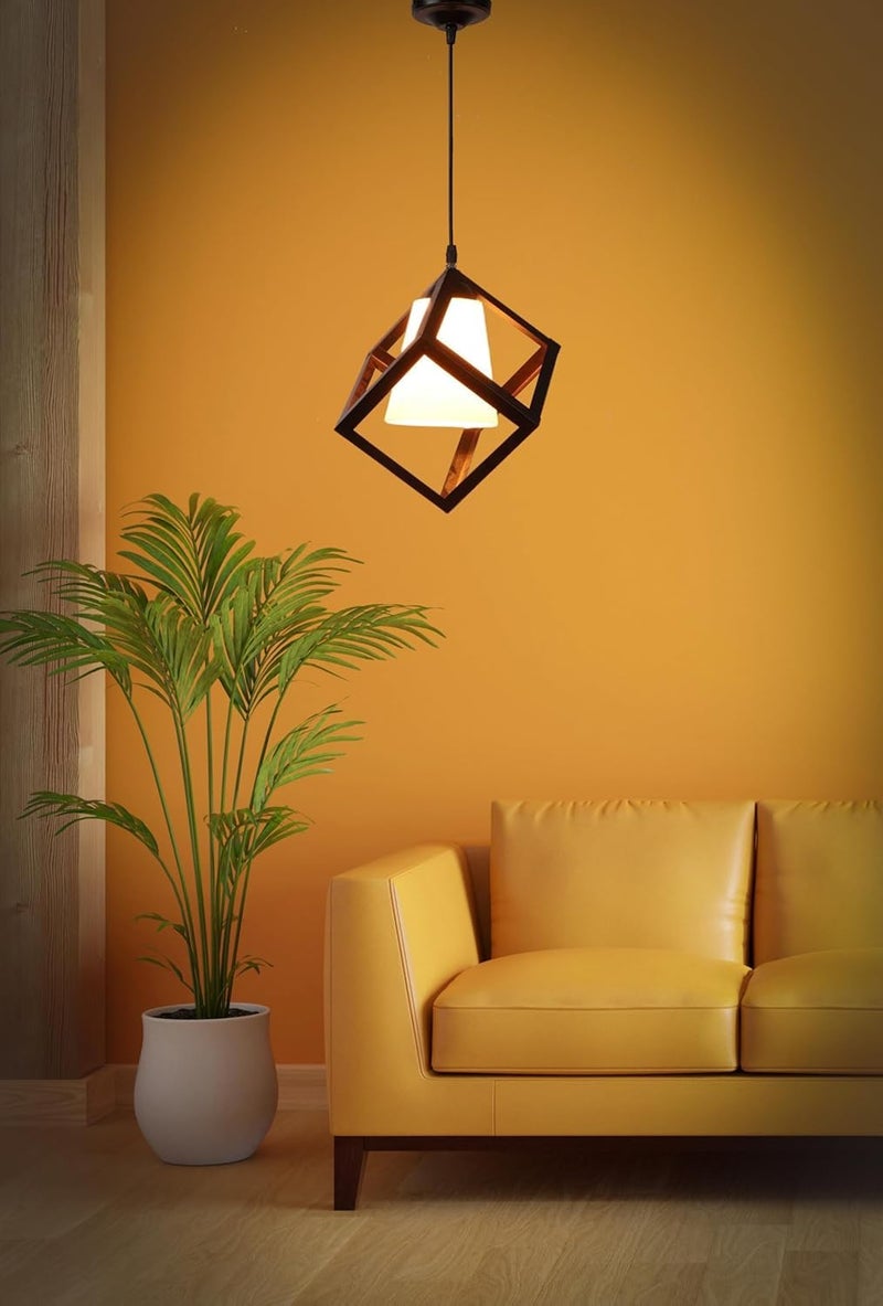 kinis KIN -Black Cube Milky PVC Glass Hanging Cube Style Hanging Lamp/Pendant Lamp/Ceiling Light to Décor Home/Living Room/Bedroom/Office/Dining/Cafe/Restaurants, Black, (Pack of 2, with Bulb) - Image 3