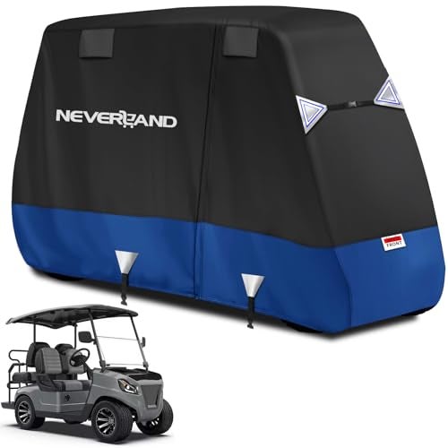 NEVERLAND Golf Cart Cover 4 Passenger - Heavy Duty 600D Golf Cart Covers, Waterproof Club Car Golf Cart Cover with Side Zipper Doors Compatible with EZGO Yamaha Club Car 4 Seat (Up to 115 Inch) - Image 1