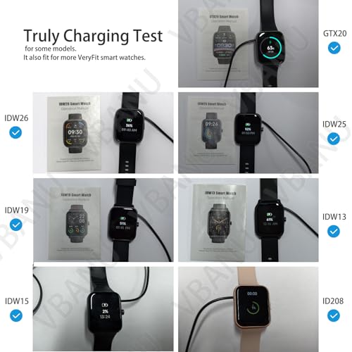 VBANU VeryFit Smartwatch Charger, Fit for ID208, GTX20, IDW13/15/16/17, IDW19/20/25/26/28 and More, Replacement Magnetic USB Cable for Fast and Easy Charging, 3.3 ft, (ID-cableX2) - Image 3