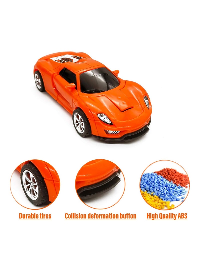 Children'S Collision One-on Deformation Toy Inertia Sports Car Boy Birthday Gift Deformation Robot Toy Car - Orange - Image 5