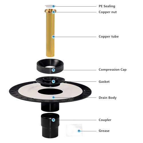 Uni-Green Freestanding Bathtub Drain Rough-in Kit with Tail Pipe Brass - Freestanding Tub Drain - Easy Freestanding Bathtub Drain Mounting Kit with 12" Flange ABS Base - Image 2