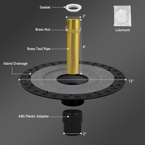 Uni-Green Freestanding Bathtub Drain Rough-in Kit with Tail Pipe Brass - Freestanding Tub Drain - Easy Freestanding Bathtub Drain Mounting Kit with 12" Flange ABS Base - Image 3