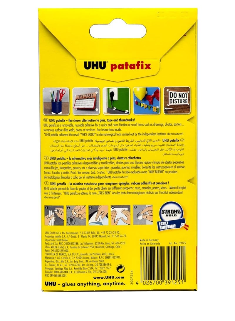 يو إتش يو Uhu Patafix، وسادات لاصقة قابلة للإزالة وإعادة الاستخدام، لاصقة مسبقة القطع قابلة لإعادة تعيين وضعها، 80 بيضاء - Image 2