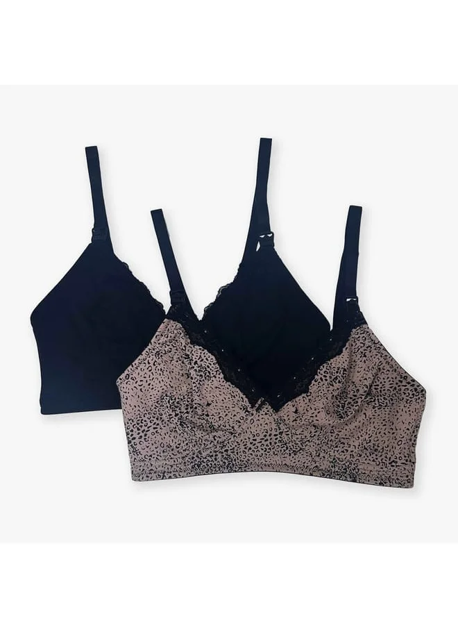 Aadaraya Set of 2 - Aadaraya Lace Detail Nursing Bra with Adjustable Straps