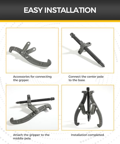 UBOG 6" Bearing Puller,Car Accessories Gear Puller,Automotive Tool 3 Jaw Wheel Puller with Reversible Claws,Heavy Duty Pulley Puller for Automotive Wheel,Pulling Tool Kit for Motorcycle Car SUV - Image 4