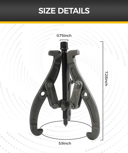 UBOG 6" Bearing Puller,Car Accessories Gear Puller,Automotive Tool 3 Jaw Wheel Puller with Reversible Claws,Heavy Duty Pulley Puller for Automotive Wheel,Pulling Tool Kit for Motorcycle Car SUV - Image 2