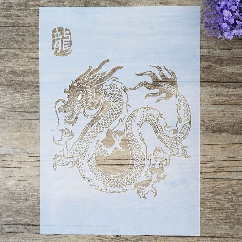 SLGIFT DIY Decorative Dragon Stencil Template for Painting on Walls Furniture Crafts