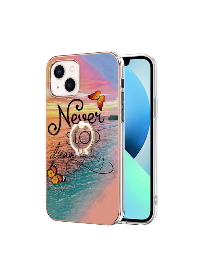 اس-توب جراب لهاتف iPhone 15 بنمط طلاء كهربائي IMD TPU مقاوم للصدمات مع حامل حلقي من حجر الراين - Image 2