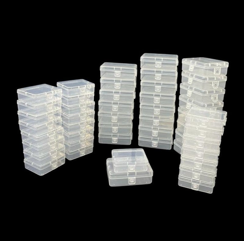 URBAA Plastic Storage Box Set, 48 Pieces, Clear Containers with Lock Lids for Jewellery, Beads, Pins (24 Small and 24 Extra Small) With hook for hanging - Image 1