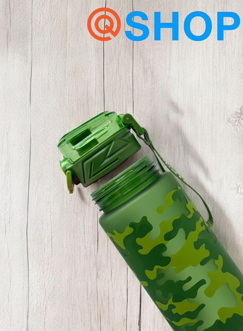QSHOP QSHOP®Leakproof Motivational Sports Water Bottle, Portable Drinking Bottle for Gym and Fitness with Carrying Strap, BPA Free  - Image 2