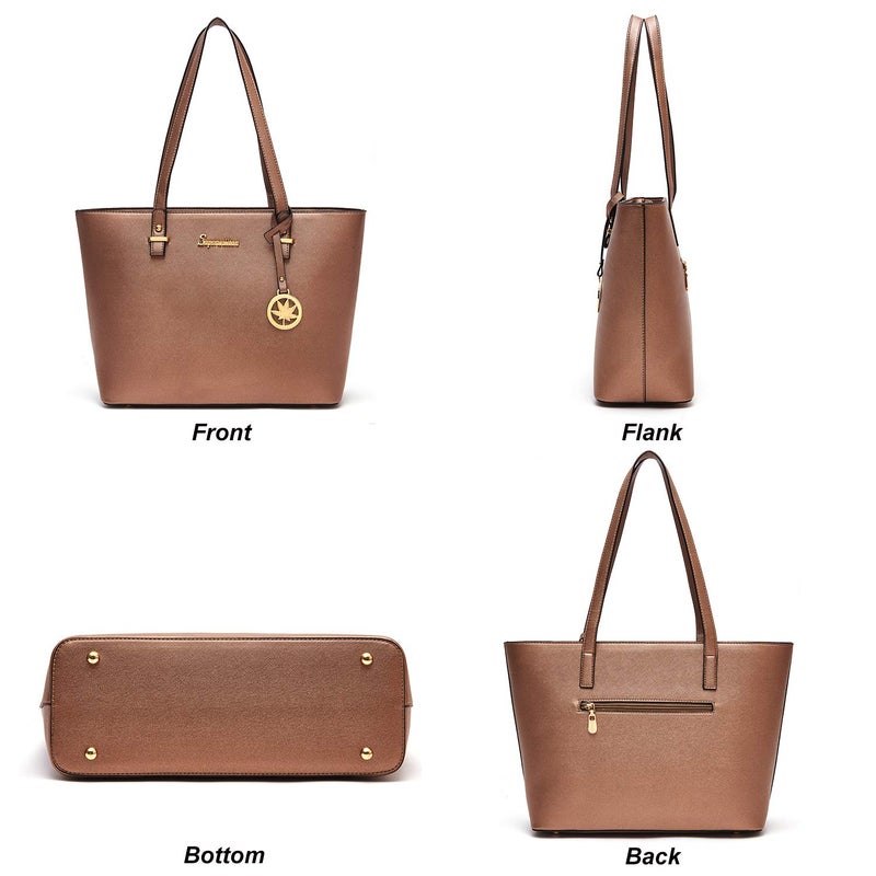 Soperwillton Handbag for Women Wallet Tote Bag Shoulder Bags Top Handle Satchel 5pcs Purse Set - Image 2