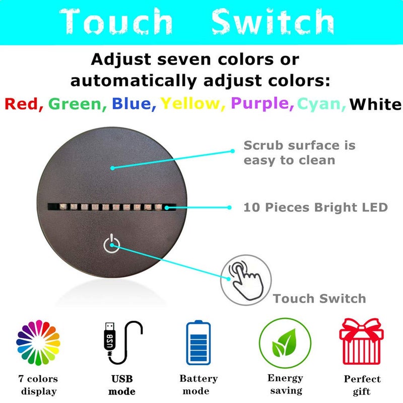 i-CHONY Cat Gift Night Light for Kids,Auto 7 Colors Changing Anime Table Lamp,3D Illusion Bedside Lamp,Cute Cat Gifts for Women Teens Boys Girls Birthday Christmas Gifts - Image 4