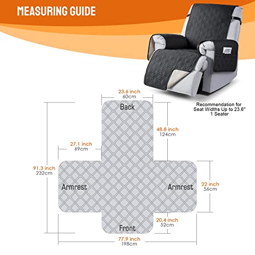 VANSOFY 100% Waterproof Recliner Chair Covers, Recliner Cover Non-Slip Dog Chair Cover Furniture Protector Washable Slipcover with Pocket, Elastic Straps for Pets, Dogs(Black, 23.6") - Image 2