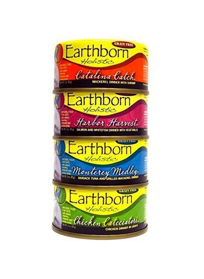 Earthborn Holistic Earthborn Holistic Wet Cat Food Variety Pack - 4 Flavors (Catalina Catch, Harbor Harvest, Chicken Catcciatori, and Monterey Medley) - 3 Ounces Each (12 Total Cans) by Earthborn Holistic 