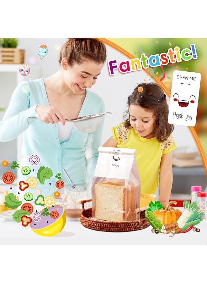 إيروريكس 50 ورقة 200 قطعة من ملصقات ختم الشكر 4 تصميمات ملصقات شكر مفتوحة لمتاجر البيع بالتجزئة المصنوعة يدويًا وحقائب الهدايا 1.2 × 2.4 بوصة ملصقات ختم فينيل كرتونية للشركات الصغيرة - Image 4