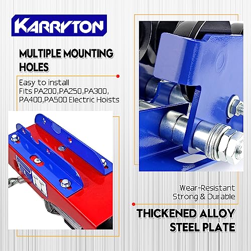 KARRYTON 0.5Ton/1100LBS I-Beam Trolley for Electric Hoist, Adjustable Manual Trolley Fits 2.5''-5'' Beam Flange, Push Beam Trolley for PA200, PA250 PA300, PA400 and P500 Electric Hoist - Image 4