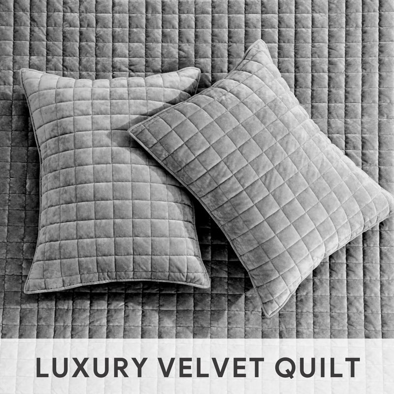 RECYCO Luxury Velvet Quilt Set King Size Bedding Sets, Ultra Soft Velvet Comforter Set, Lightweight Channel Box Stitch Oversized Bedspread Coverlet for All Season, with 2 Shams, Charcoal Gray - Image 4