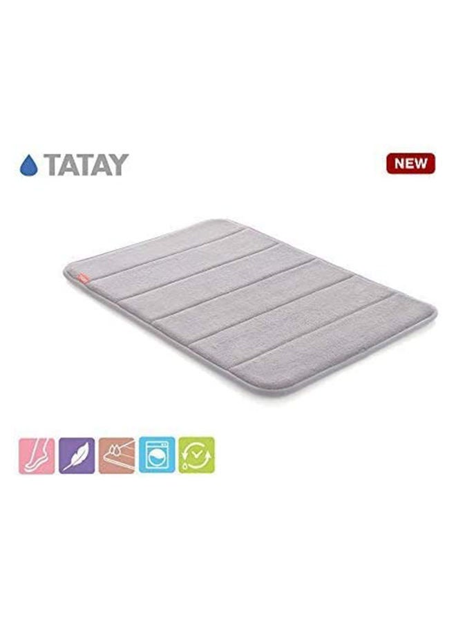 TATAY Bath Mat Nuvola Grey Anti-Slip Highly Absorbent, 100% Microfiber, 40 cm x 60 cm - Image 2