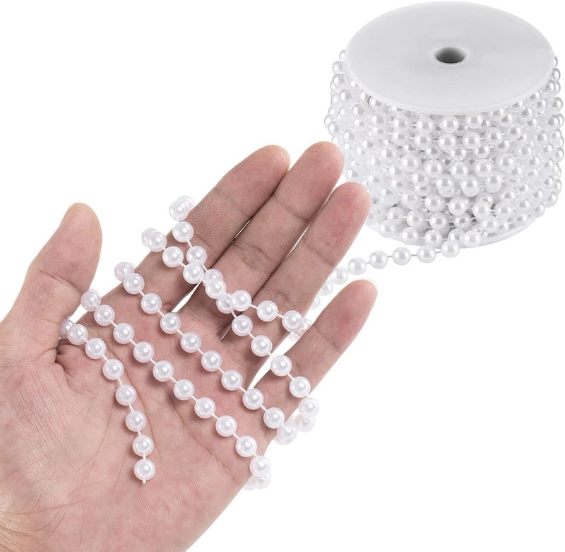 VRB Dec TM 5 Mtrs Artificial Pearls Bead Moti Pearls Bead Chain for Jewellery Making, Beads for Bracelet Making, Resin Art,Beads, Crafting, Scrap Booking and Embroidery DIY Craft (10 MM, 5 MTR), White - Image 2