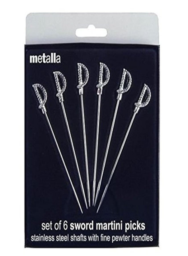 Prodyne Miniature Sword Martini Picks (Set Of 6), 7 x 6 x 1, Metallic - Image 1