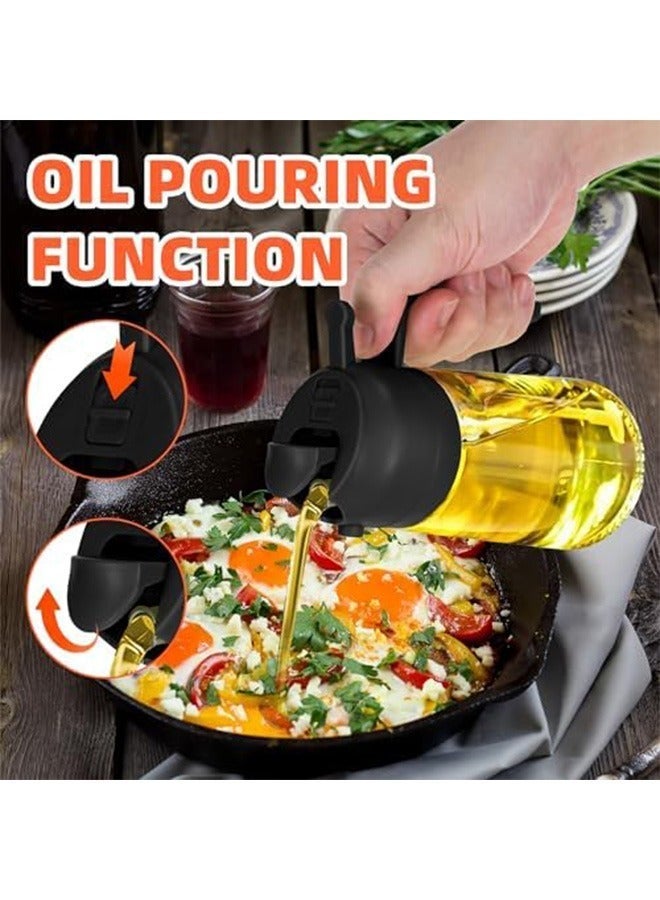 هاهاهاي زجاجة موزع زيت للمطبخ سعة 16 اونصة من - موزع زيت زيتون 2 في 1 وبخاخ زيت - زجاجة زيت زيتون سعة 470 مل - بخاخ زيت للطبخ والمطبخ والسلطة والشواء - أسود، الزجاج البورسليكات - Image 4