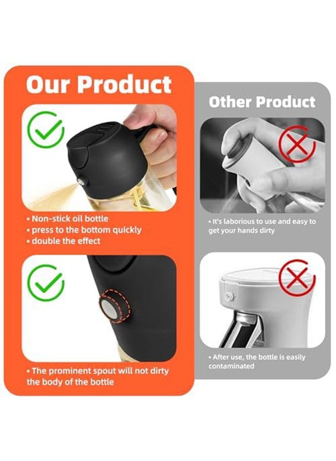 HaHaHai 16oz Oil Dispenser Bottle for Kitchen , 2 in 1 Olive Oil Dispenser and Oil Sprayer , 470ml Olive Oil Bottle , Oil Sprayer for Cooking, Kitchen, Salad, Barbecue (Black)  - Image 5